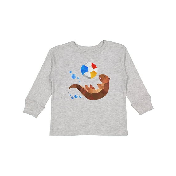 Inktastic Cute Otter and Beachball Boys or Girls Long Sleeve Toddler T-Shirt