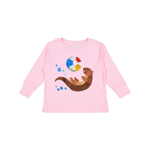 Inktastic Cute Otter and Beachball Boys or Girls Long Sleeve Toddler T-Shirt