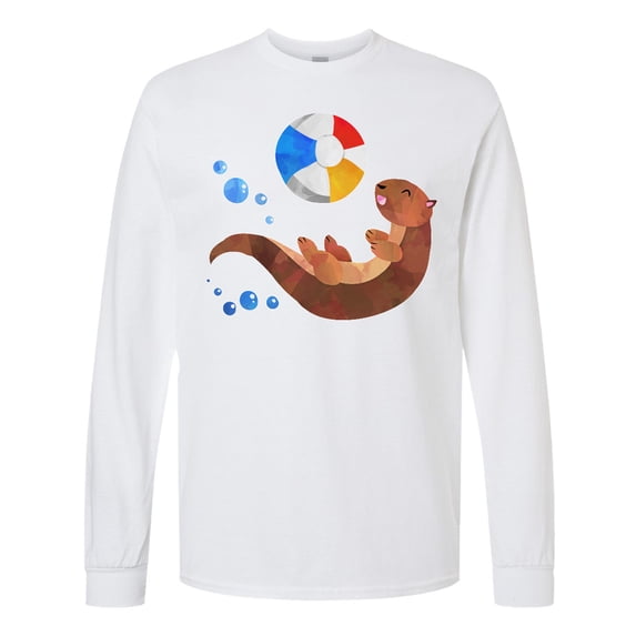 Inktastic Cute Otter and Beachball Long Sleeve T-Shirt