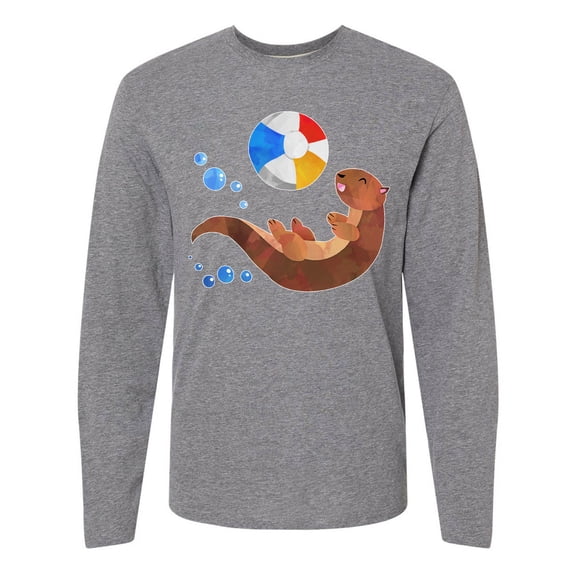Inktastic Cute Otter and Beachball Long Sleeve T-Shirt