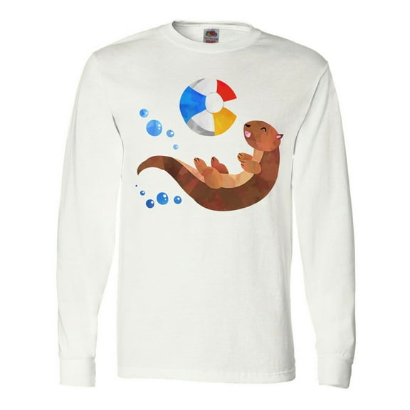 Inktastic Cute Otter and Beachball Long Sleeve T-Shirt