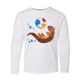 thumbnail image 1 of Inktastic Cute Otter and Beachball Long Sleeve Youth T-Shirt, 1 of 5