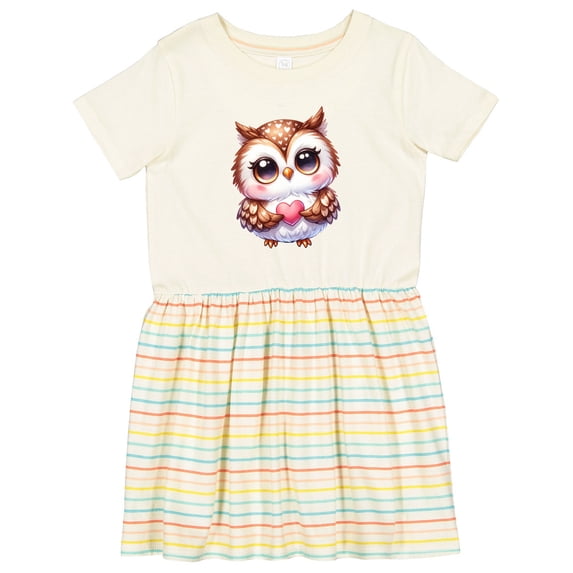 Inktastic Cute Owl Holding a Heart Girls Toddler Dress
