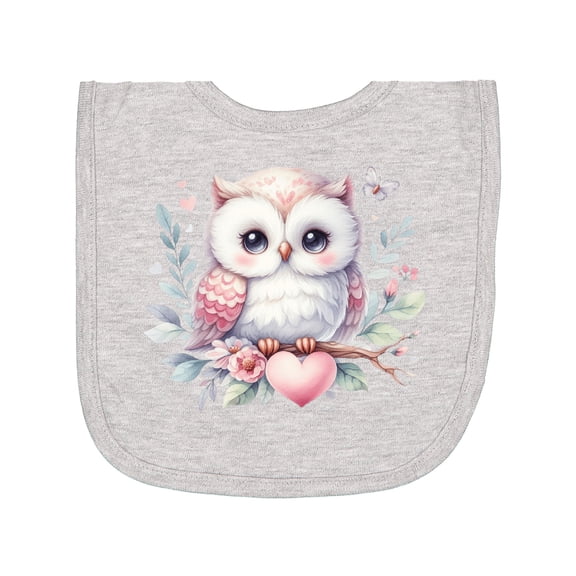 Inktastic Cute Owl with Heart and Flowers Newborn Bib