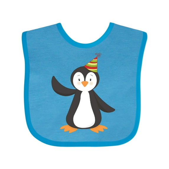 Inktastic Cute Penguin, Baby Penguin, Penguin with Party Hat Boys or Girls Baby Bib