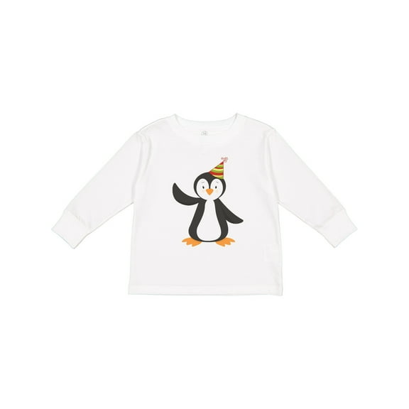 Inktastic Cute Penguin, Baby Penguin, Penguin with Party Hat Boys or Girls Long Sleeve Toddler T-Shirt