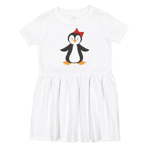 Inktastic Cute Penguin, Little Penguin, Penguin with Bow Girls Toddler Dress