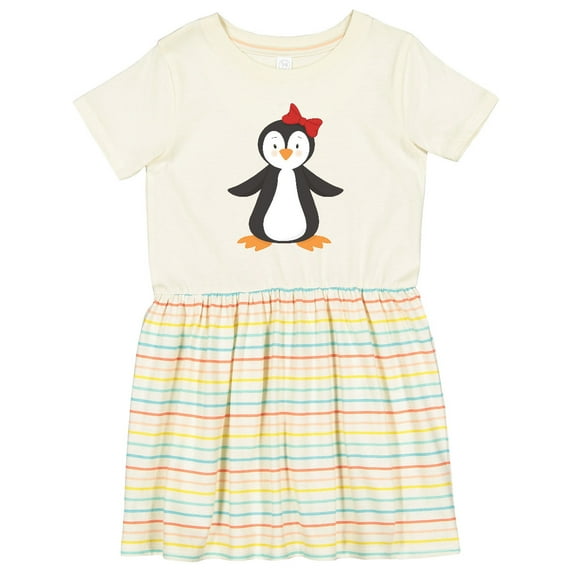 Inktastic Cute Penguin, Little Penguin, Penguin with Bow Girls Toddler Dress