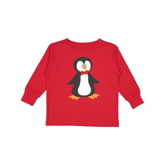 Inktastic Cute Penguin, Little Penguin, Penguin with Bow Tie Boys or Girls Long Sleeve Toddler T-Shirt