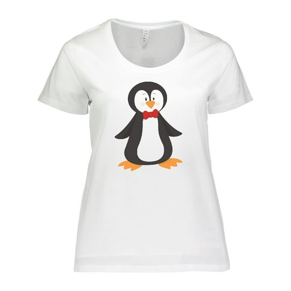 Inktastic Cute Penguin, Little Penguin, Penguin with Bow Tie Women's Plus Size T-Shirt