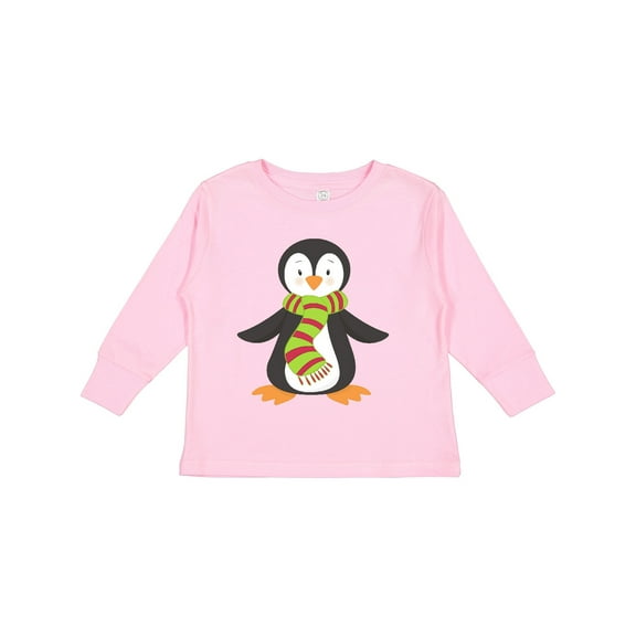 Inktastic Cute Penguin, Little Penguin, Penguin with Scarf Boys or Girls Long Sleeve Toddler T-Shirt