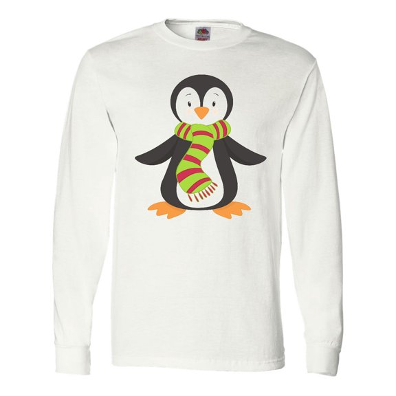 Inktastic Cute Penguin, Little Penguin, Penguin with Scarf Long Sleeve T-Shirt