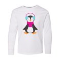 thumbnail image 1 of Inktastic Cute Penguin, Penguin With Ear Warmers, Scarf Long Sleeve Youth T-Shirt, 1 of 5