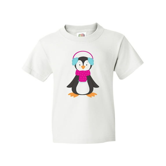 Inktastic Cute Penguin, Penguin With Ear Warmers, Scarf Youth T-Shirt