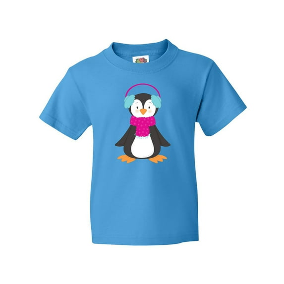 Inktastic Cute Penguin, Penguin With Ear Warmers, Scarf Youth T-Shirt