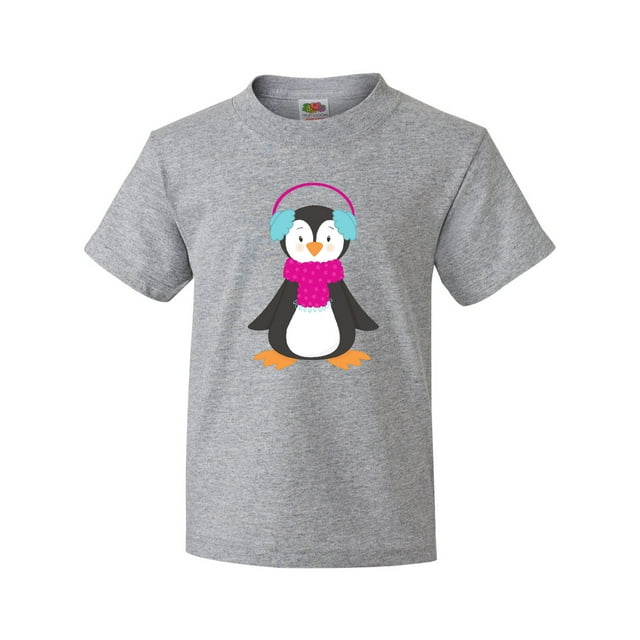 Inktastic Cute Penguin, Penguin With Ear Warmers, Scarf Youth T-Shirt