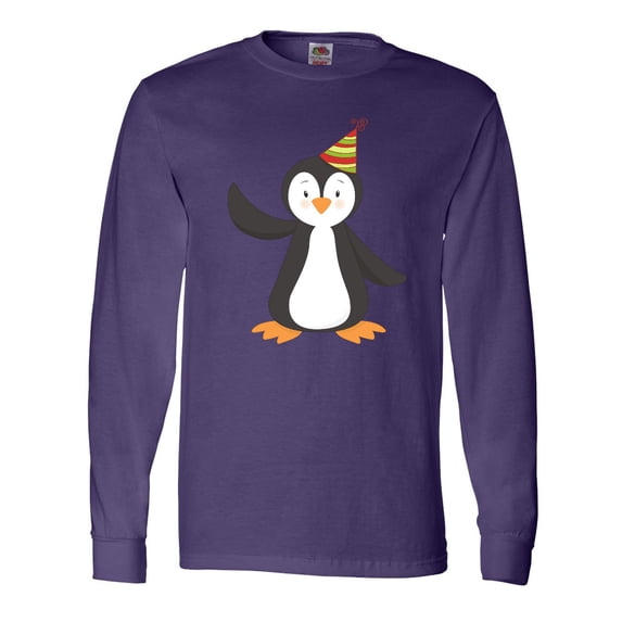 Inktastic Cute Penguin, Penguin With Party Hat Long Sleeve T-Shirt