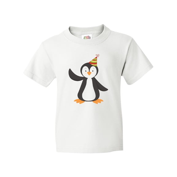 Inktastic Cute Penguin, Penguin With Party Hat Youth T-Shirt