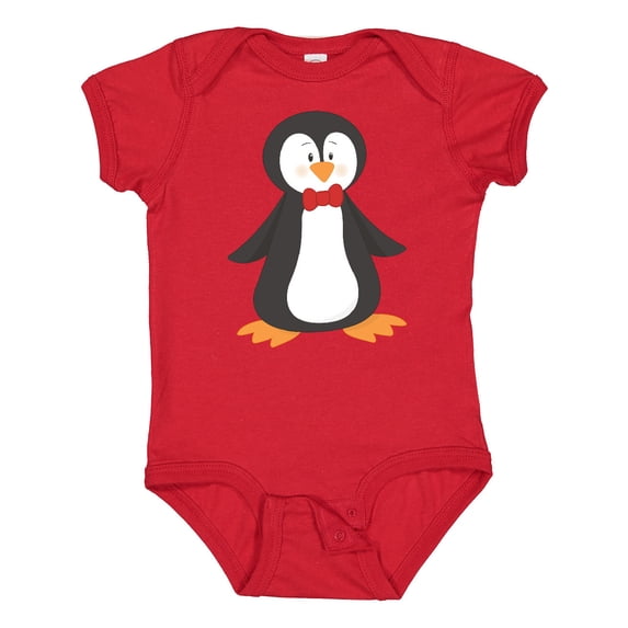 Inktastic Cute Penguin, Penguin With Red Bow Tie Boys or Girls Baby Bodysuit