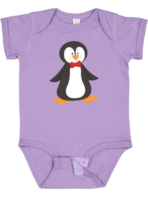 Cute Penguin, Penguin With Red Bow Tie Boys or Girls Baby Bodysuit