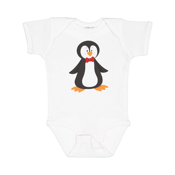 Inktastic Cute Penguin, Penguin With Red Bow Tie Boys or Girls Baby Bodysuit