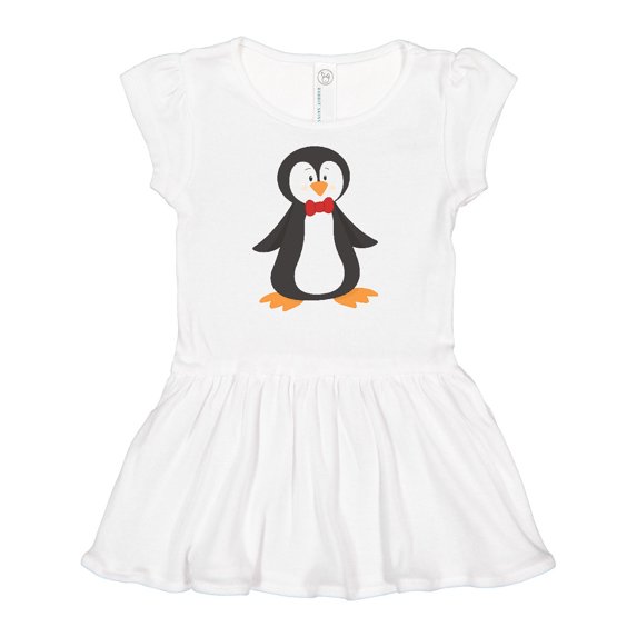Inktastic Cute Penguin, Penguin With Red Bow Tie Girls Baby Dress