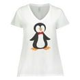 thumbnail image 1 of Inktastic Cute Penguin, Penguin With Red Bow Tie Women's Plus Size V-Neck T-Shirt, 1 of 5
