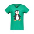 thumbnail image 1 of Inktastic Cute Penguin, Penguin With Red Bow Tie Women's V-Neck T-Shirt, 1 of 5