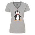 thumbnail image 1 of Inktastic Cute Penguin, Penguin With Red Bow Tie Women's V-Neck T-Shirt, 1 of 5