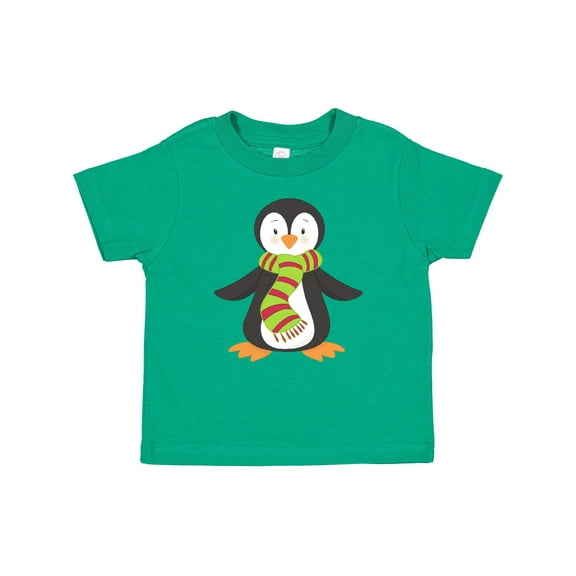 Inktastic Cute Penguin, Penguin With Striped Scarf Boys or Girls Baby T-Shirt
