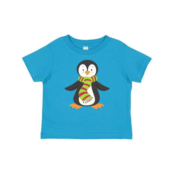 Inktastic Cute Penguin, Penguin With Striped Scarf Boys or Girls Baby T-Shirt