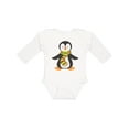 thumbnail image 1 of Inktastic Cute Penguin, Penguin With Striped Scarf Boys or Girls Long Sleeve Baby Bodysuit, 1 of 5