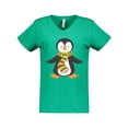 thumbnail image 1 of Inktastic Cute Penguin, Penguin With Striped Scarf Women's V-Neck T-Shirt, 1 of 5