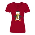 thumbnail image 1 of Inktastic Cute Penguin, Penguin With Striped Scarf Women's V-Neck T-Shirt, 1 of 5