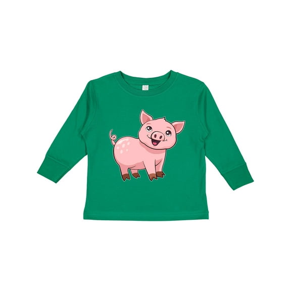 Inktastic Cute Pig Boys or Girls Long Sleeve Toddler T-Shirt