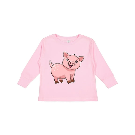 Inktastic Cute Pig Boys or Girls Long Sleeve Toddler T-Shirt