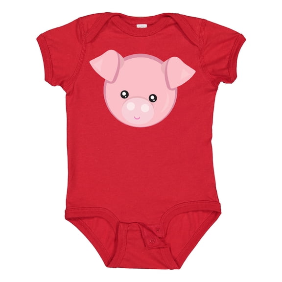 Inktastic Cute Pig, Little Pig, Pig Head, Pink Pig Boys or Girls Baby Bodysuit