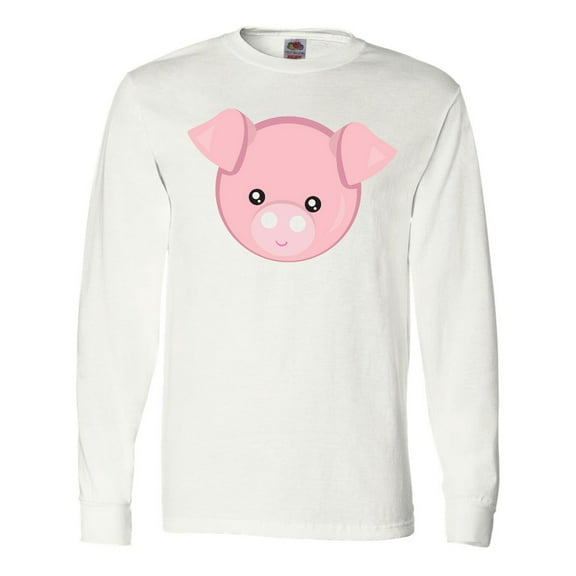 Inktastic Cute Pig, Little Pig, Pig Head, Pink Pig Long Sleeve T-Shirt