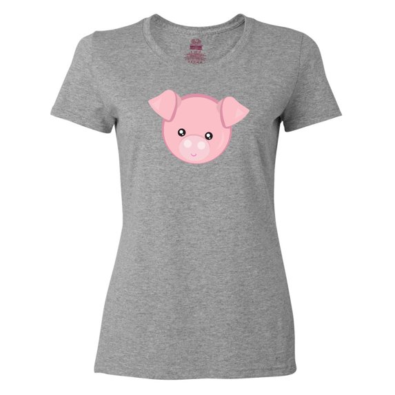 Inktastic Cute Pig, Little Pig, Pig Head, Pink Pig Women's T-Shirt