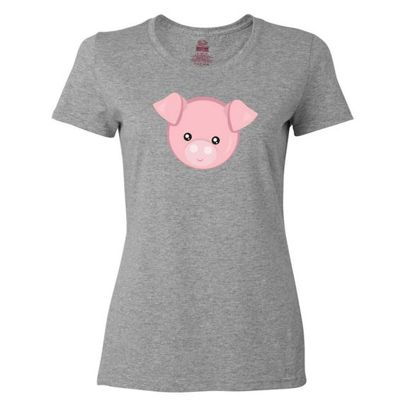 Inktastic Cute Pig, Little Pig, Pig Head, Pink Pig Women's T-Shirt