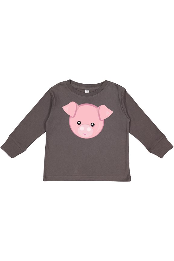 Cute Pig, Little Pig, Piggy, Pink Pig Boys or Girls Long Sleeve Toddler T-Shirt