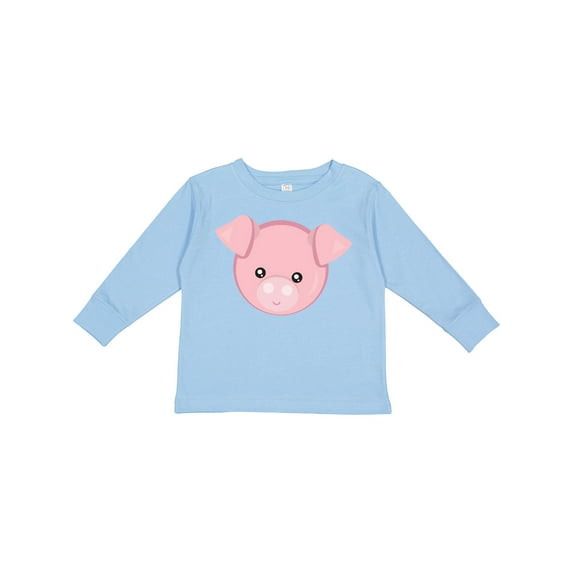 Inktastic Cute Pig, Little Pig, Piggy, Pink Pig Boys or Girls Long Sleeve Toddler T-Shirt