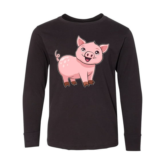 Inktastic Cute Pig Long Sleeve Youth T-Shirt