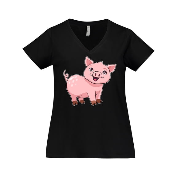 Inktastic Cute Pig Women's Plus Size V-Neck T-Shirt