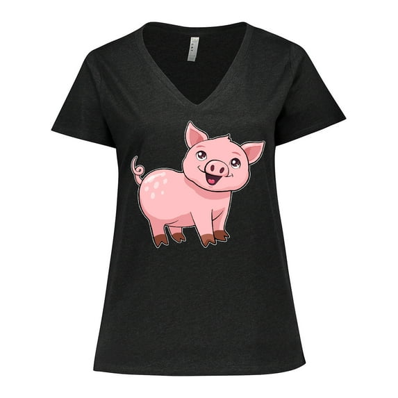 Inktastic Cute Pig Women's Plus Size V-Neck T-Shirt