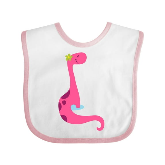 Inktastic Cute Pink Dinosaur Girls Baby Bib
