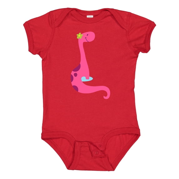 Inktastic Cute Pink Dinosaur Girls Baby Bodysuit