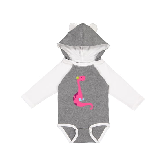 Inktastic Cute Pink Dinosaur Girls Long Sleeve Baby Bodysuit