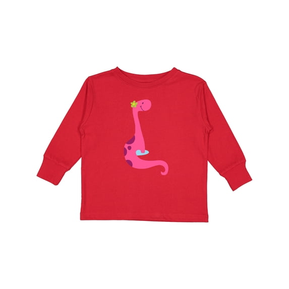 Inktastic Cute Pink Dinosaur Girls Long Sleeve Toddler T-Shirt