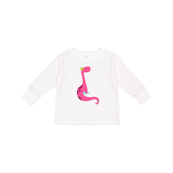 Inktastic Cute Pink Dinosaur Girls Long Sleeve Toddler T-Shirt